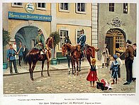 Bayern/Preußen um 1900: Vor dem Stabsquartier im Manöver.