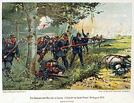 Die Hessen am Bois de la Cusse. (Schlacht bei Saint -Privat) 18. August 1870.