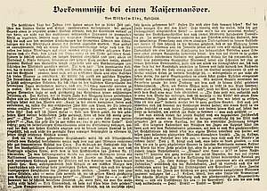 Zeitungsartikel über das Kaisermanöver in Thüringen von 1891